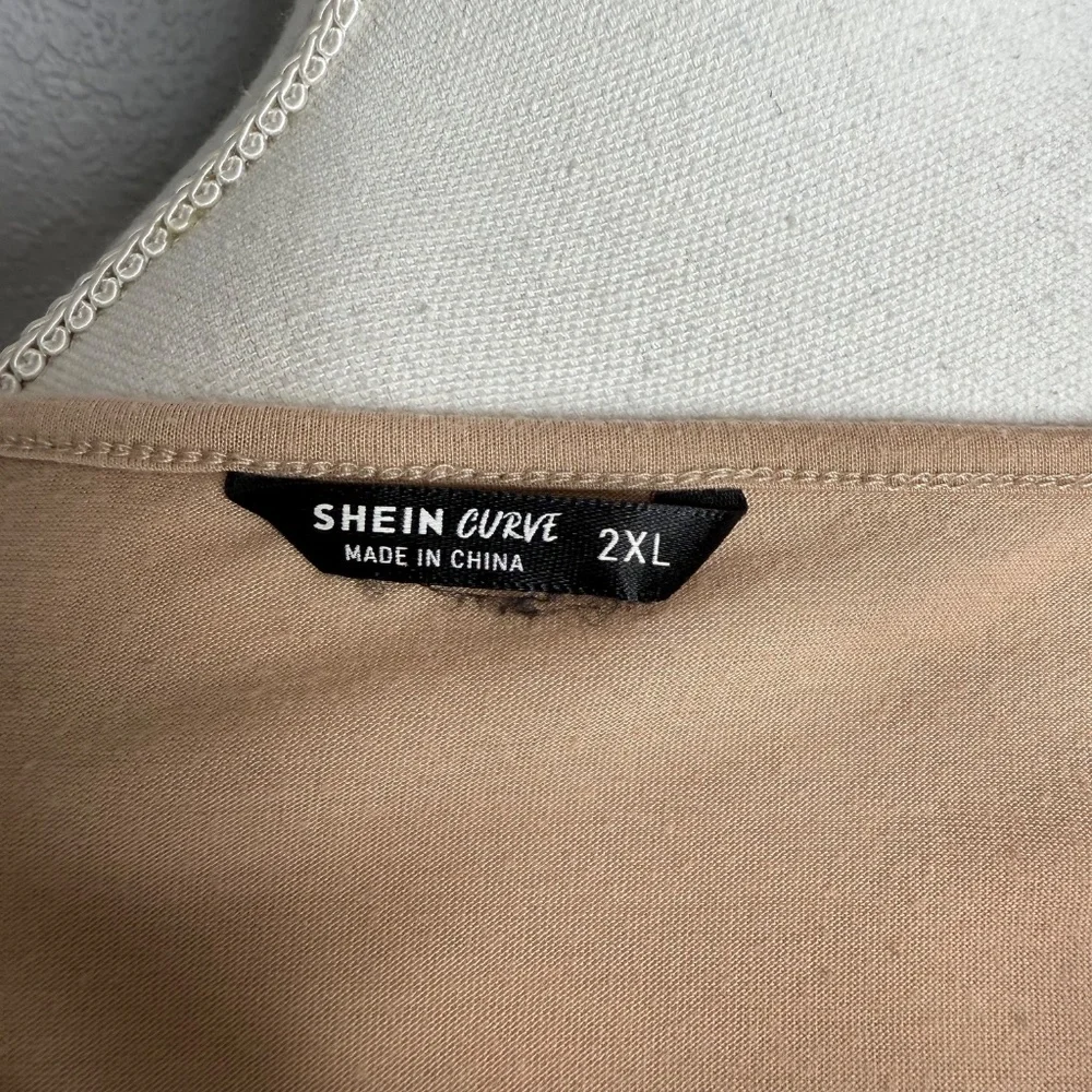 Women's Beige or light brown Shein V-neck wrap crop‎ top Size 2XL